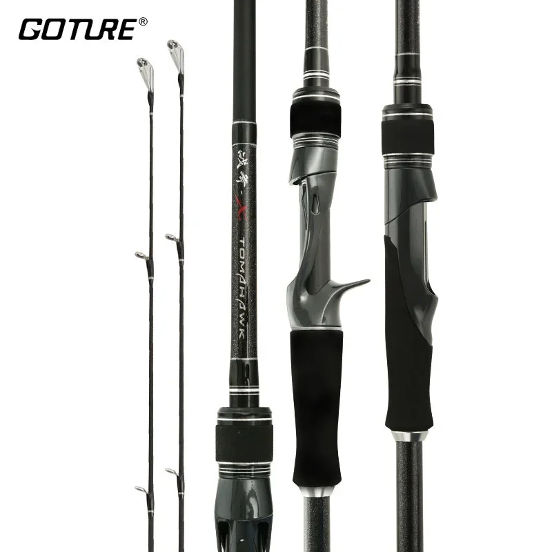 Goture 1.8m 2.1m 2.4m Double Tips Casting Spinning Carbon Fiber Fishing Rod H+MH Lure Rod for Saltwater Freshwater