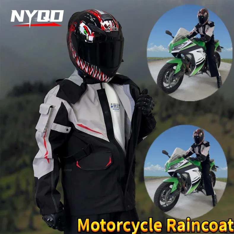 

Motorcycle Raincoat Men Women Waterproof 100% Motorcycle Rider Raincoat Suit Moto Raincoat Rain Coat Jacket Pants Biker Rain Set