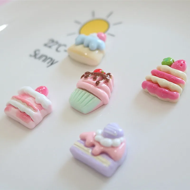 Mix 10PCS Resin Fake Cake Dessert Charms Flatback for DIY Fridge Magnet Hair Clip Craft Decor - view 2