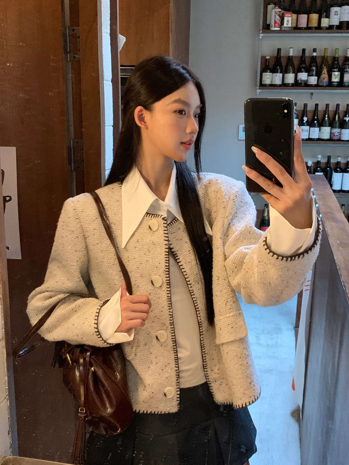 Red Celebri manteau en laine femme ort Sle automne hiver Faion vêtements d'extérieur Polyester 70% laine 30% col bouton unique