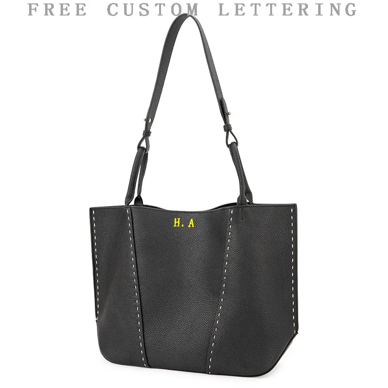 

Genuine leather underarm bag 2025 new soft head layer cowhide large capacity stitching design commuter one-shoulder tote bag