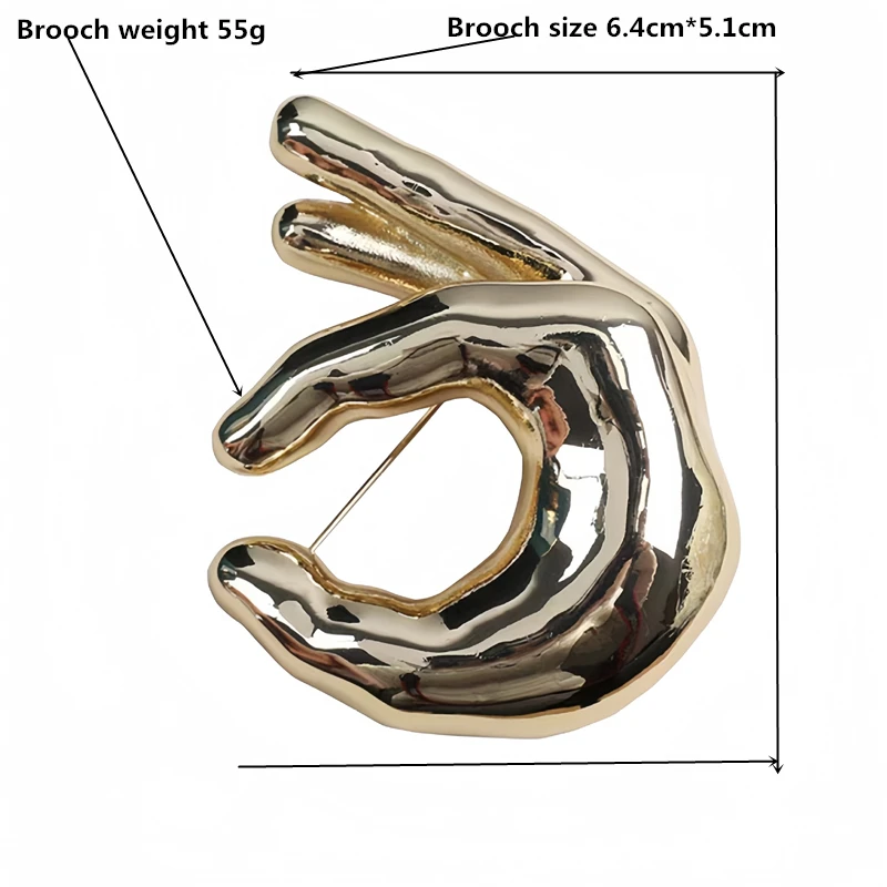 New metal OK gesture pattern brooch exquisite fashion simple versatile brooch pin accessories ladies banquet gift 2024