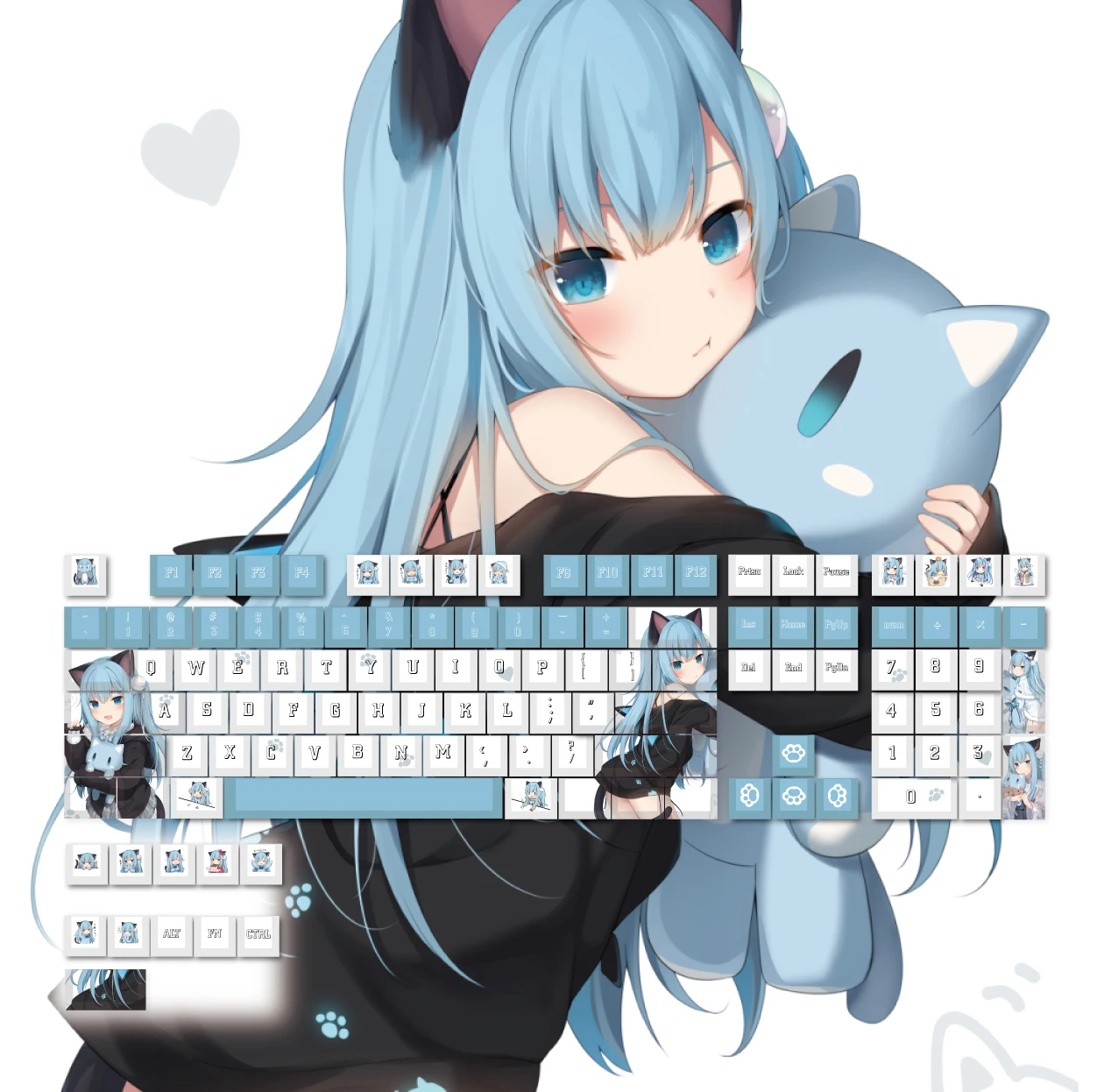 Nekoha Shizuku Theme Keycaps 108-key PBT Sublimation Keycaps Anime Cartoon Game Cherry Profile Mechanical Keyboard Keycaps Gifts