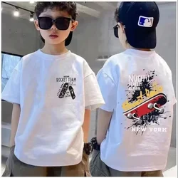 100% Baumwolle Jungen T-Shirt Sommer Streetwear coole Graffiti-Print Mädchen T-Shirts Kurzarm Kinder Tops hochwertige Kinder kleidung