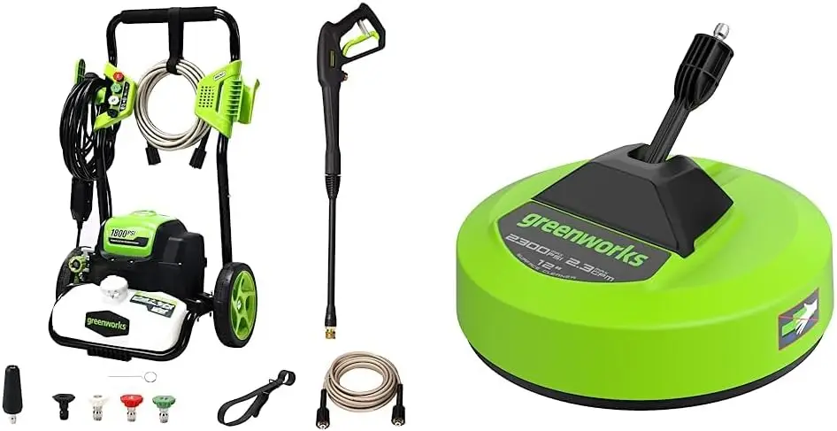 

Комплект мойки высокого давления 1800 фунтов на квадратный дюйм, 1,2 галлонов в минуту с устройством для очистки поверхностей 12 дюймов