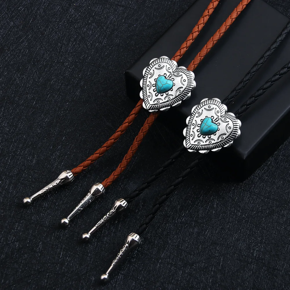 فاسق الدنيم قابل للتعديل بولو التعادل المعلقات قلادة عصرية وشخصية الحب الأزرق الفيروز الجلود حبل سترة سلسلة #4