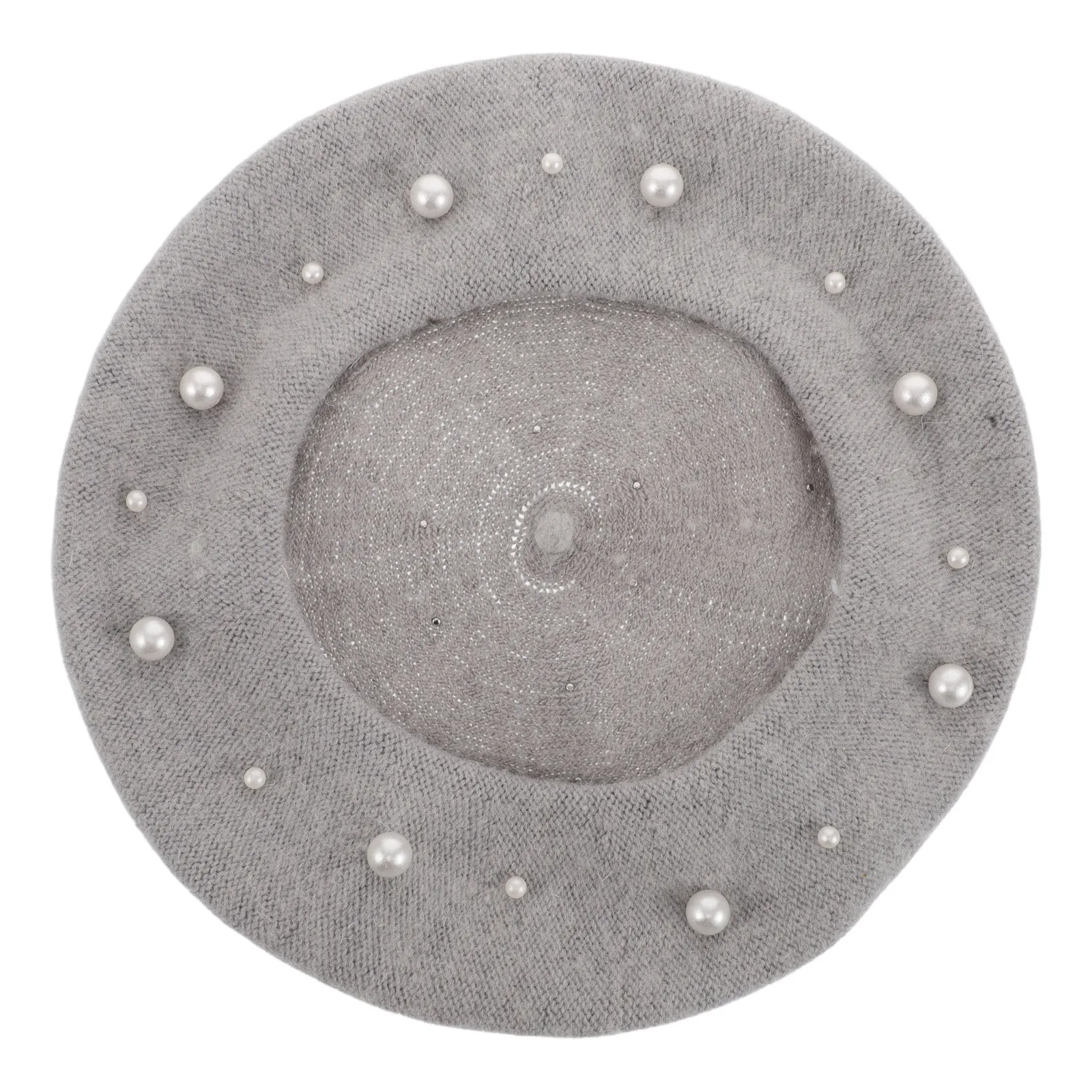 

Pearl Embellished Beret for Women Faux Wool Classic French Design Elegant Cold Weather Hat Versatile Outdoor Wear