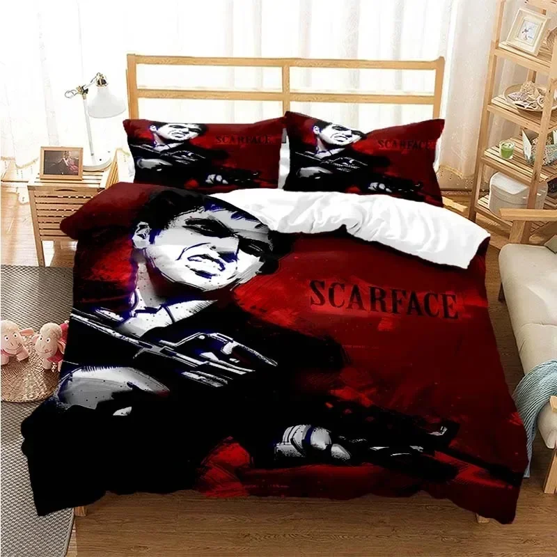 

3D Print Tony Montana Scarfaces Comfortable Duvet Quilt Cover Pillowcase Bedding Set Children Bedroom Decoration Home Textile
