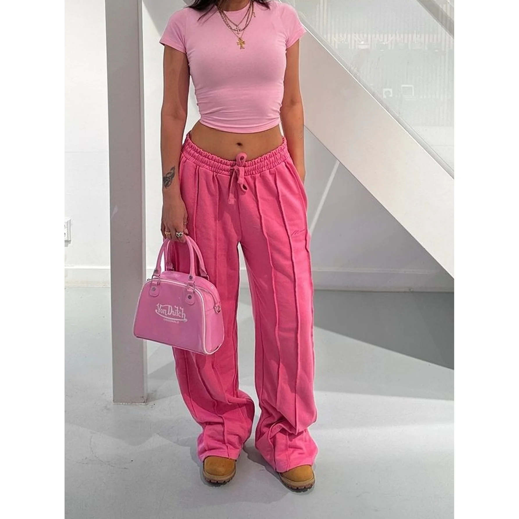 

Relaxed Fit Dstring Pants Color Versatile Casual Trousers Comfortable Loose Long Pants for Women Commute Sle