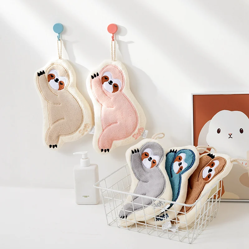 New Creative Cartoon Hand Towel Series Kawaii Panda Dessert Sloth Shaped Hand Towel in Bathroom Kitchen Cute Room Wall Decor