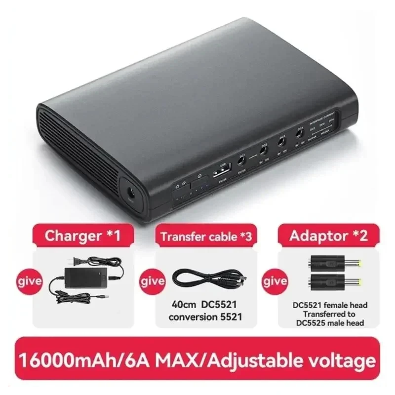 5V 9V 12V UPS Power Supply 16000mAh/20000mAh/25600mAh Energy Backup 5.5x2.1mm for Modem Wifi Routers Camera Speaker