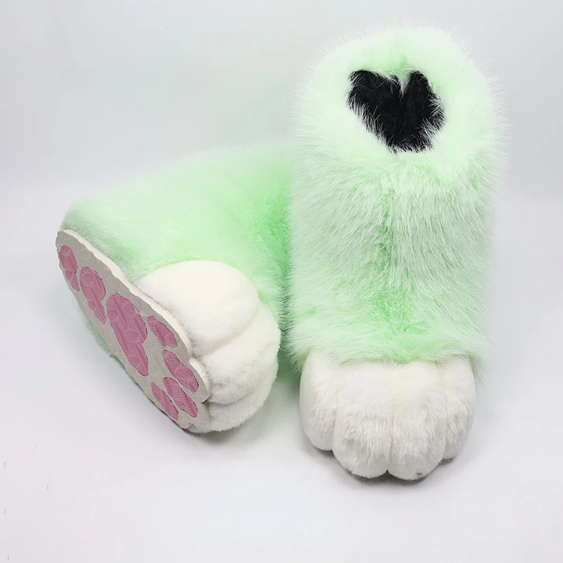 Harige Kat Poot Schoenen Pluizige Laarzen Meisjes Schoenen Beest Poot Schattig Pluche Kig Fursuit Dierenvoet Sokken Anime Party Cosplay Kostuum