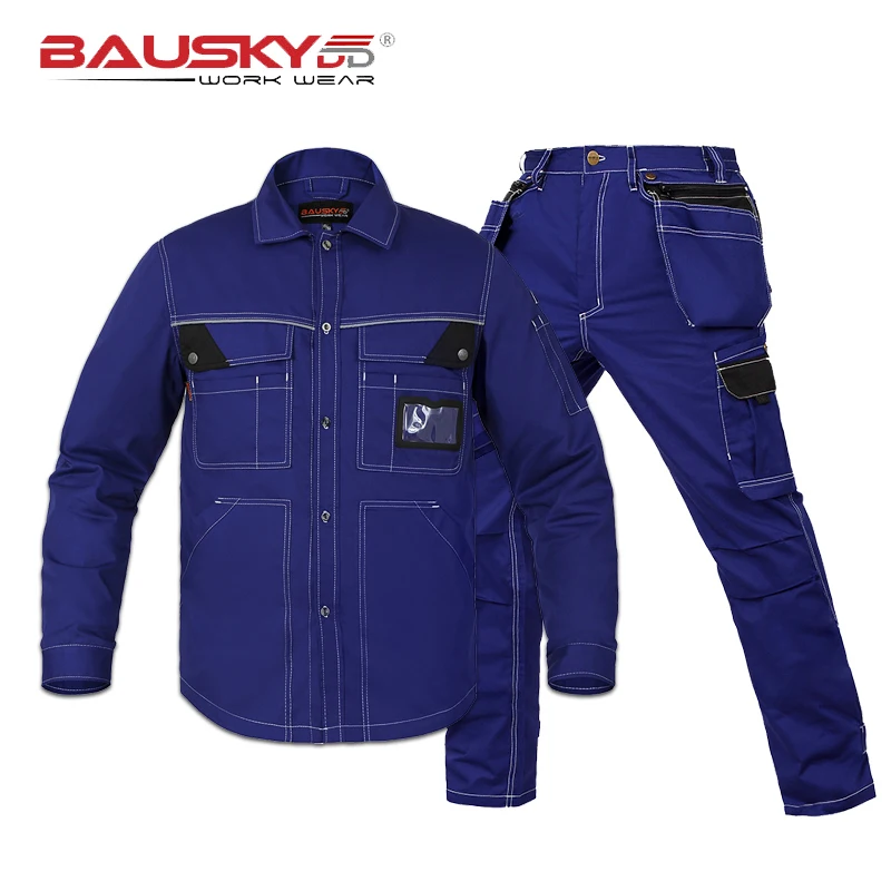 Abbigliamento da lavoro a macchina Completo da uomo Camicia in policotone e pantaloni cargo Set Pantaloni da lavoro Riparatore di indumenti da lavoro da uomo con tasche multiple