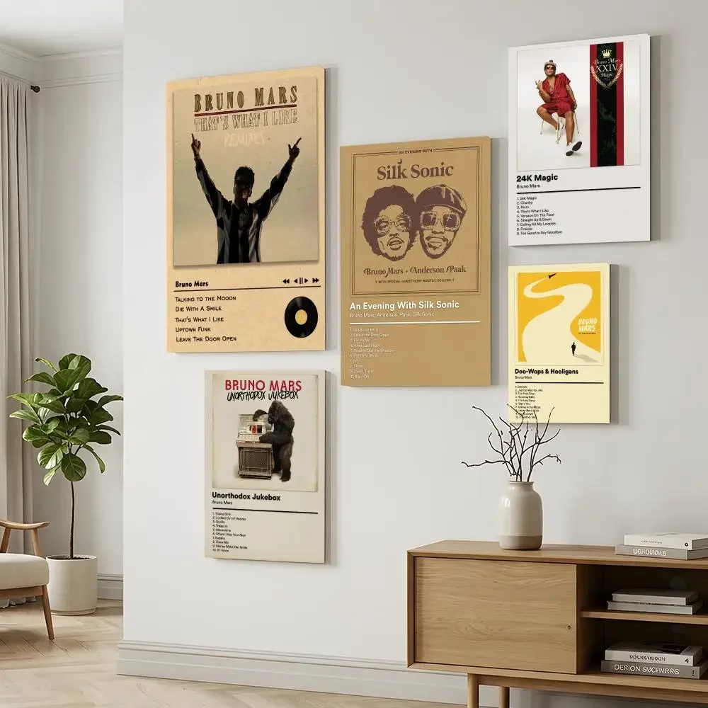 Singer B-Bruno Mars Framed Wall Painting Framed Canvas Wall Modern Painting Home Decor Gift For Living Room Hallway
