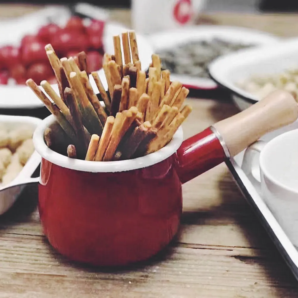 

Эмалированная кастрюля для молока, маленькая портативная антипригарная кастрюля с длинной ручкой для кухни, для соусов, разогрева масла, равномерного нагрева