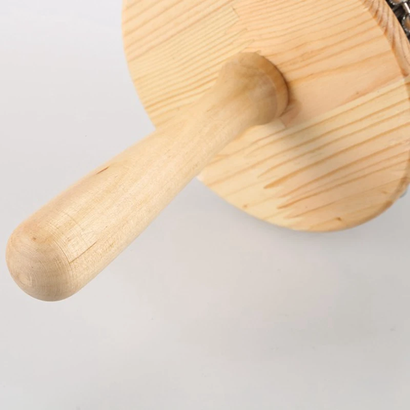 1 PCS Wooden Cabasa Portable Cabasa For Home And Kindergarten Steel Ball Hand Crank Toy