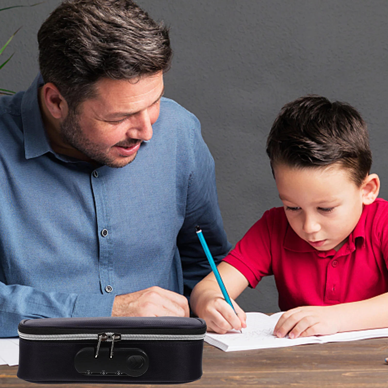 Estuche para lápices con cerradura de contraseña de gran capacidad, organizador de lápices portátil de tela Oxford para estudiantes, bolsa de almacenamiento de suministros escolares