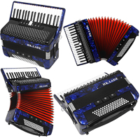 HK·LADE AH-30 Blue Bayan Accordion 37 Key 80 Bass 7 Keyboard Voice Changing Accordion Sheepskin Bellows Accordion with Storage