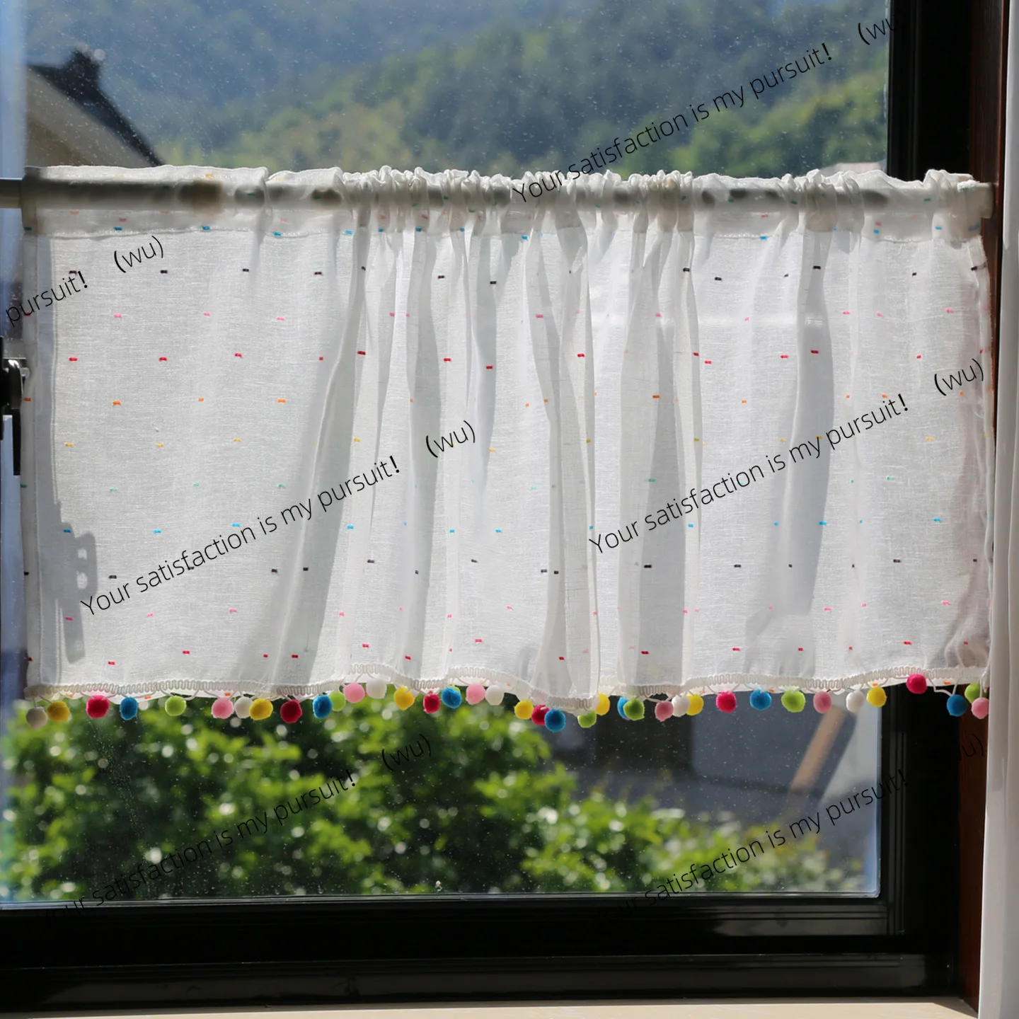 Cabinet blocking gauze curtain door curtain free punching partition short curtain