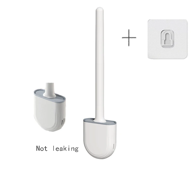 Wandhangende toiletborstel met houder Siliconen toiletborstel met lange steel Zachte haren WC-reinigingsborstel Badkameraccessoires