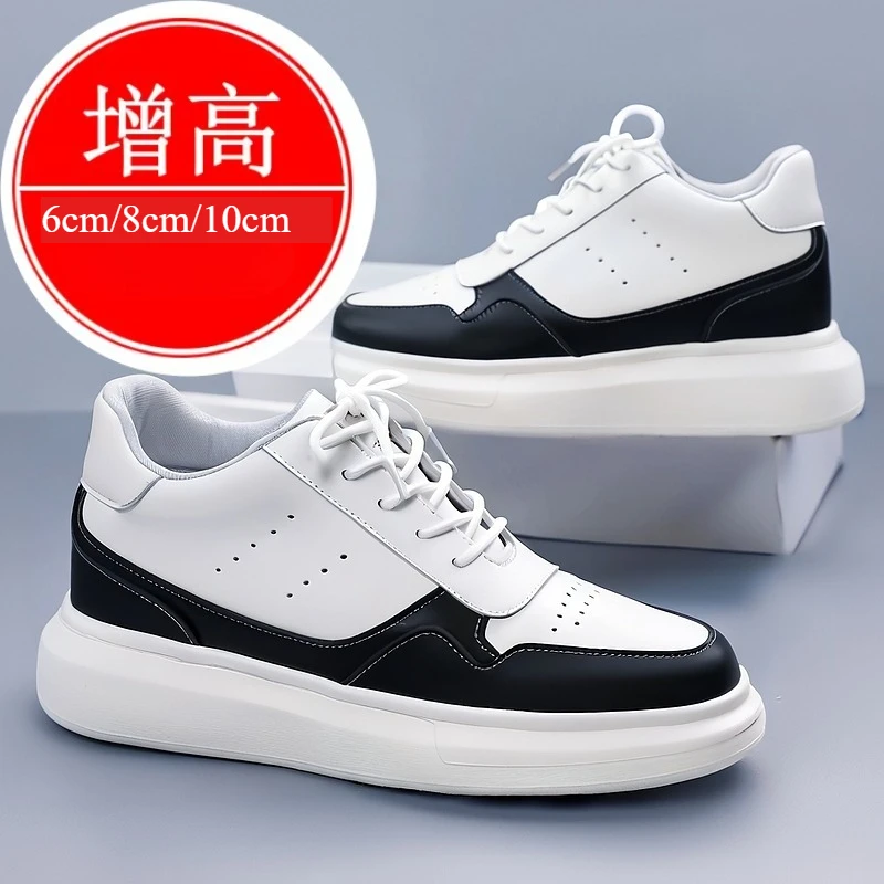 

Luxury Brand Fashion Leather Elevator Sneakers Men Comfortable Breathable Casual Shoes Height Increase Insole 8cm Lift Men Shoes