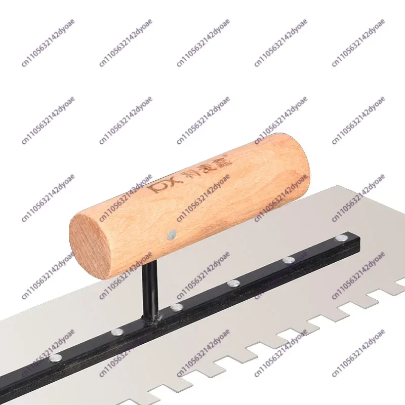 40cm Masonry Hand Trowel Squared Notch/Tip Notch V Notch Stainless Steel Blade Wooden Handle Concrete Finishing Tool