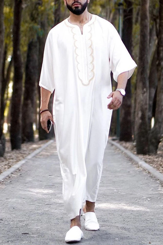 Abaya Men Ramadan Islam Thobe Long Robe Galabia Arab Summer 2024 etnico sciolto Casual Eid musulmano marocco Dubai Abayas Jalabiya