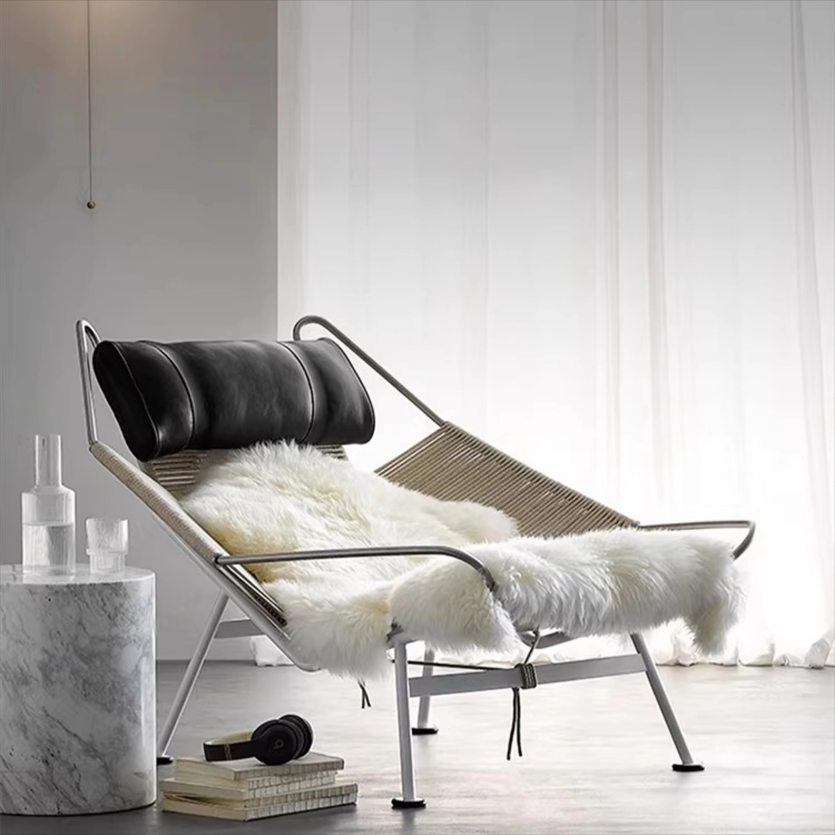 Flag rope chair Lazy living room Bedroom Balcony Leisure single sofa recliner