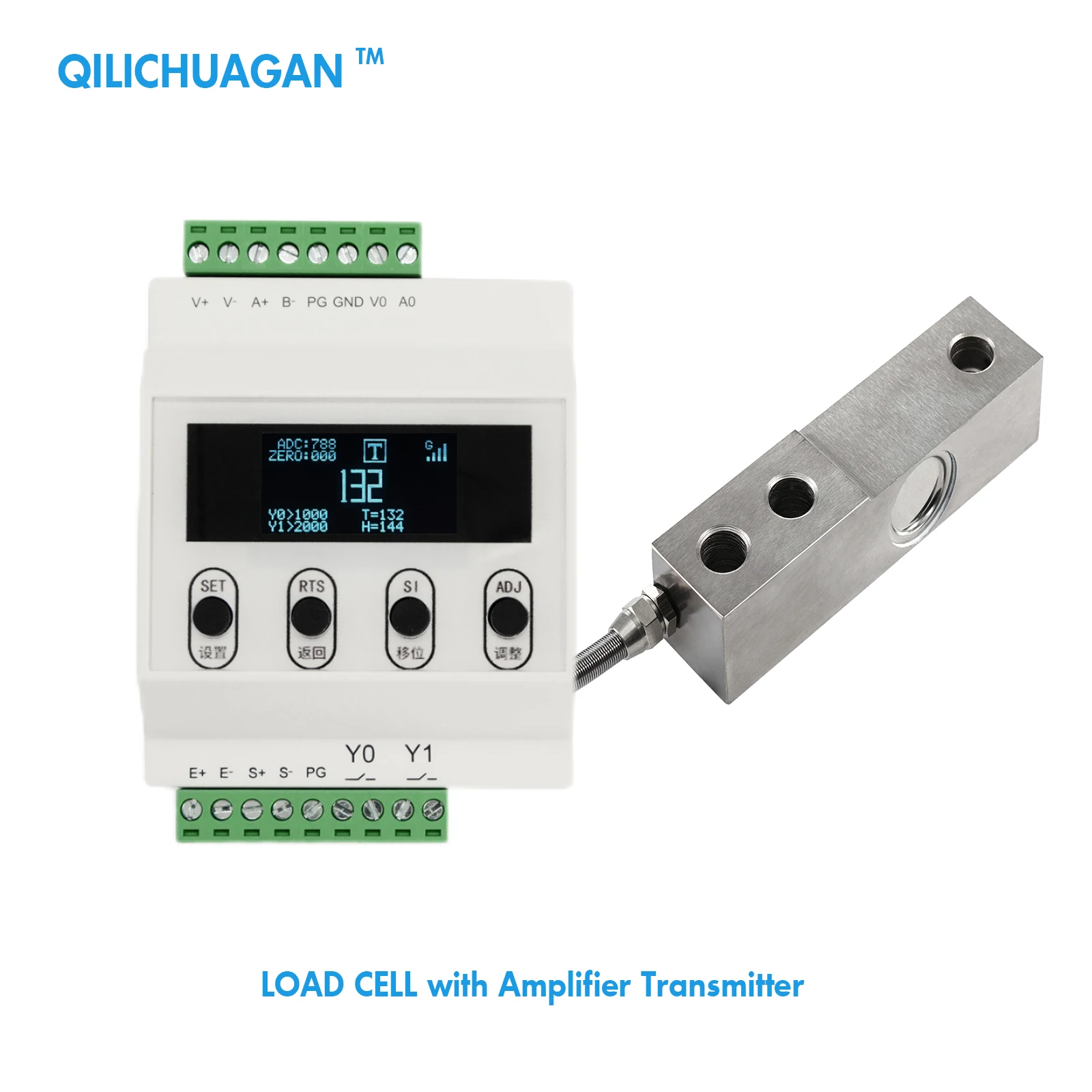 

Beam Type Load Cell + Transmitter Amplifier With Display,Test Compression Force Weight Pressure Sensor Range 20kg-2000kg