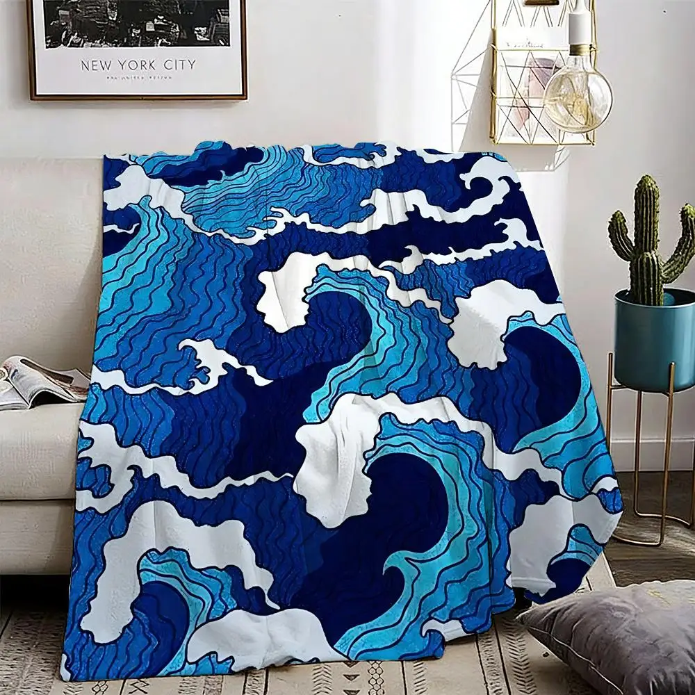 

Легкое фланелевое одеяло Japanese Waves Throw, 240 г, мягкое, приятное для кожи, для летнего охлаждения