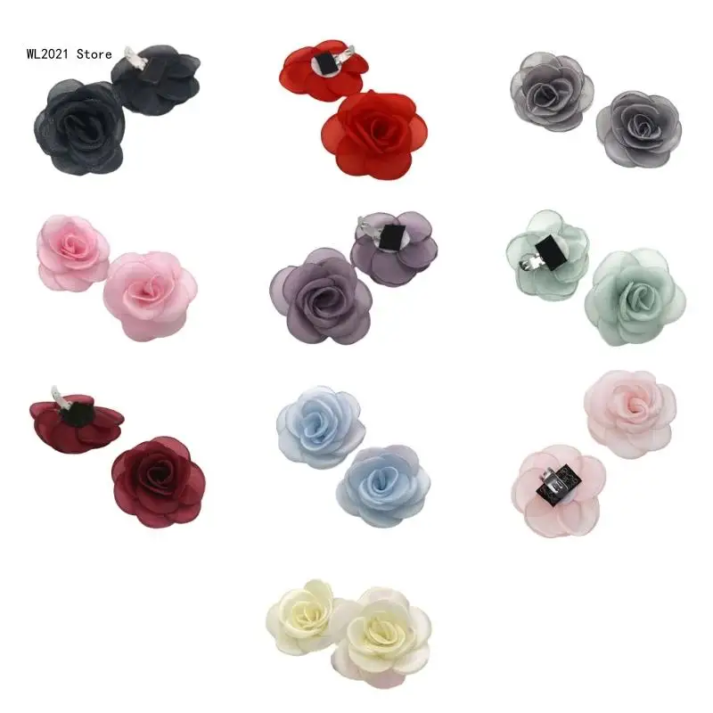 1 pair Rose Flower Shoes Charms Fashion Shoe Clips Flower Shoes Buckles Detachable Shoes Flowers for Shoes Decorations