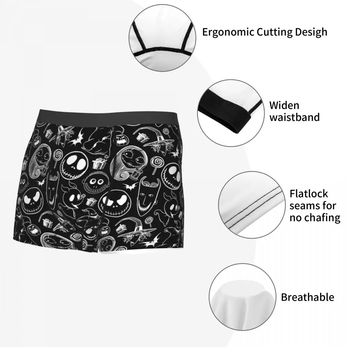 Custom Nightmare Before Christmas Boxers Shorts Men\'s Halloween Movie Jack Skullington Briefs Underwear Cool Underpants