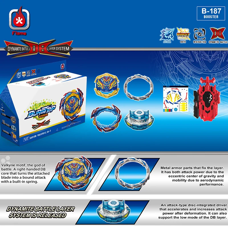 Cao Su Thuốc Nổ Trận Bey Bộ B-187 Vị Cứu Tinh Valkyrie Tăng Áp B187 Quay Đầu Tùy Chỉnh Phóng Đồ Chơi Trẻ Em Cho Bé Trai Tặng