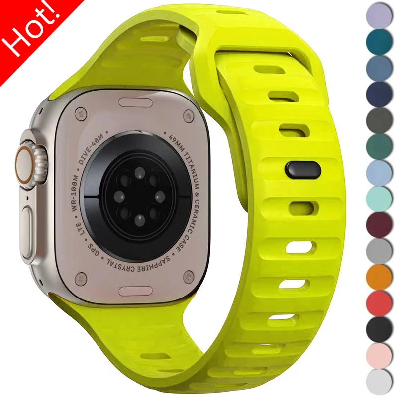 Pasek silikonowy dla Apple Watch pasek Ultra 2 49mm 44mm 40mm 41mm 45mm 38mm 42mm bransoleta Correa dla Iwatch serii 9 8 7 6 5 SE 4