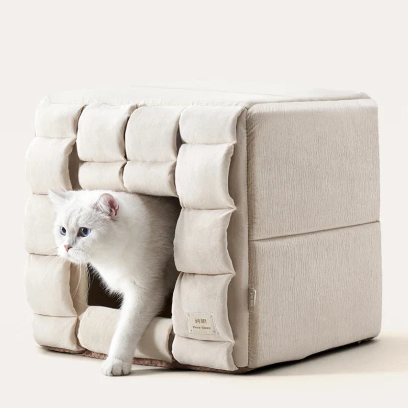 PP Cotton Square Woven Cat Bed  All-Season Pet Mat, Breathable Soft Feline Bed  Anti-Stain Cat Sleeping House