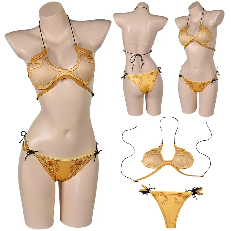 

Раб Лея Косплей Фэнтези Летняя пляжная одежда Купальник Игра Фильм Космическая битва Костюм Маскировка Взрослые женщины Фантазийные наряды