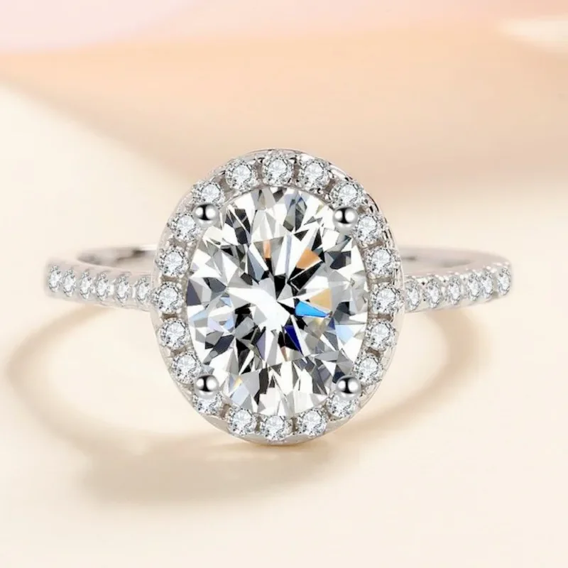 

925 Silver Wedding Rings For Women Egg Shape White Oval Diamond Engagement Jewelry Fashion Bijoux Femme Drop Shipping
