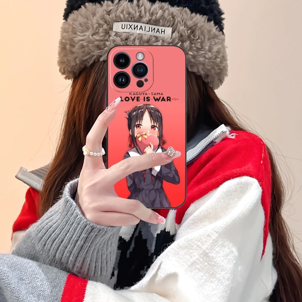 Kaguya Sama Shinomiya Cell Phone Case for iPhone 15 14 13 12 11 X XR XS 8 7 Pro Max Plus Mini Black Soft Phone Cover Shell