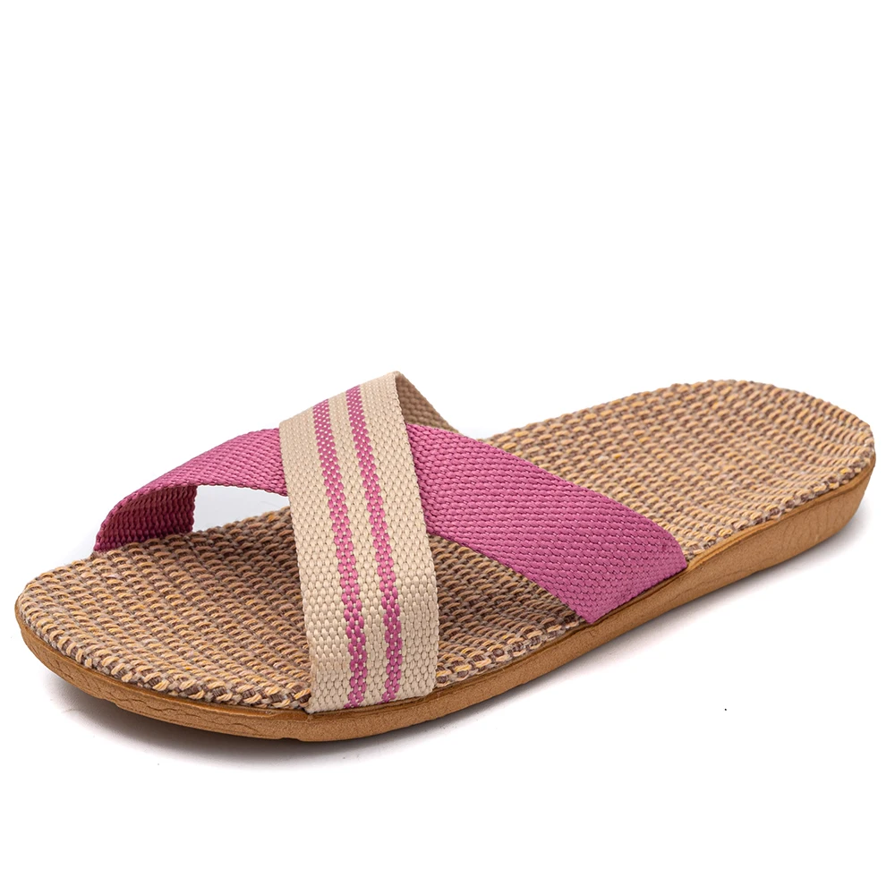 36-45 Plus Size Women\'S Slippers Flat Sandals Linen Lightweight Casual Summer Slippers Women