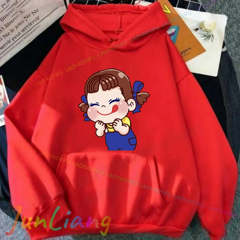 Kawaii جديد في هوديس وبلوزات موضة ملابس الشارع الشهير الشرير ريترو الحليب Peko-chan المرأة هوديي Harajuku Y2k الملابس الملابس #2