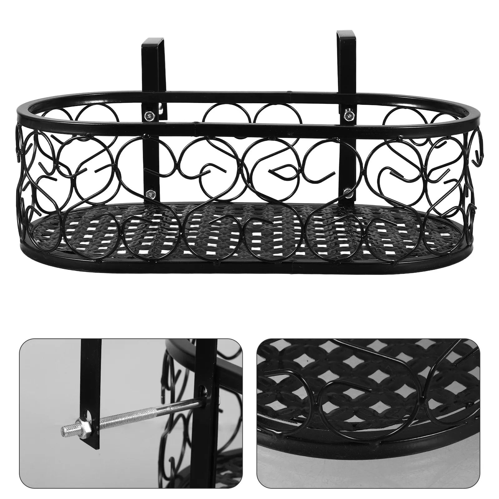Metal Balcony Flowerpot Hanging Rack for Railings Decorative Outdoor Plant Holder Versatile Use Patio Balcony Window Sill