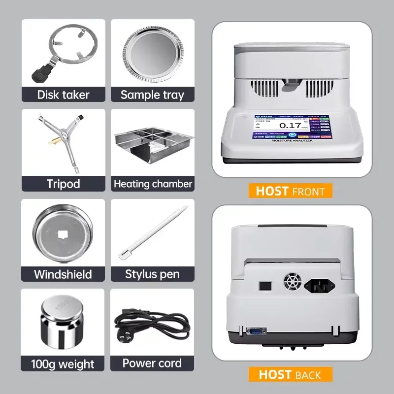 Digital Halogen Moisture Tester, Rapid Water Dete ctor for Grain Feed Plastic