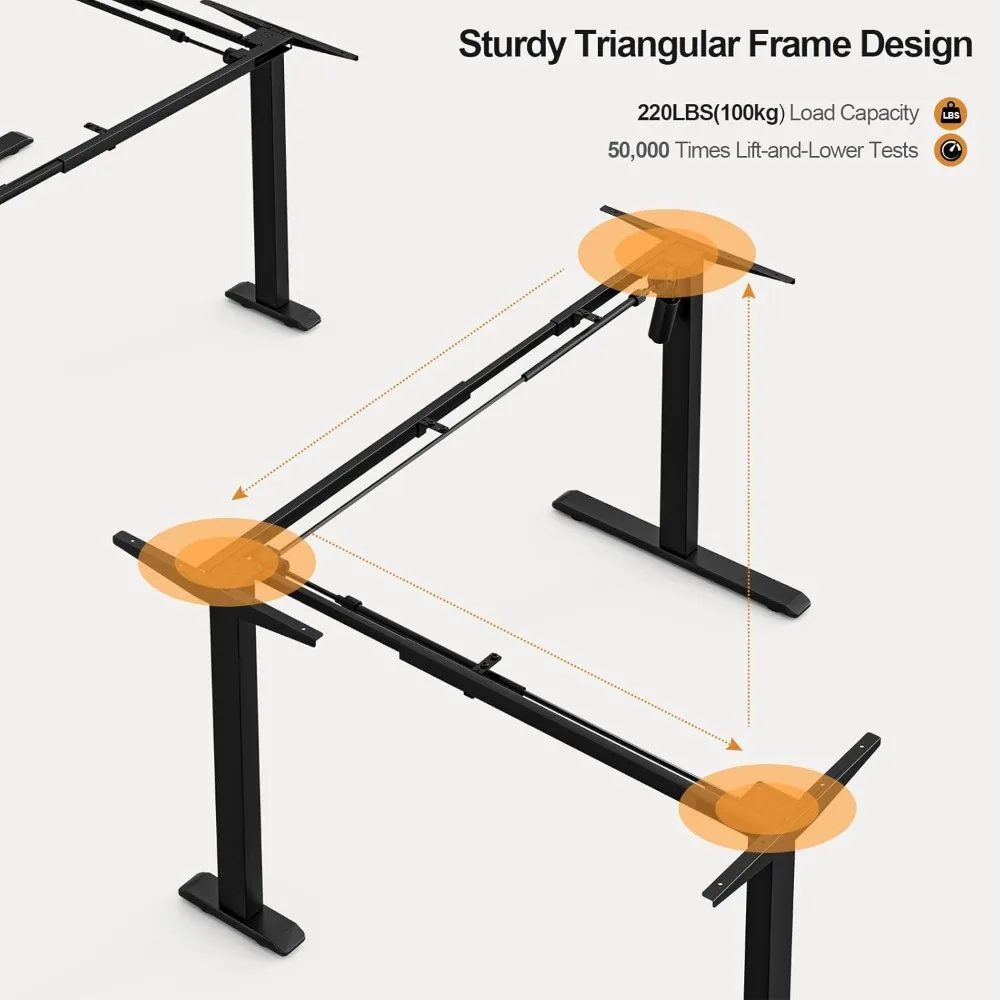 Electric Height Adjustable L-Shaped Desk, 63x55 Corner Stand-Up Desk for Home Office