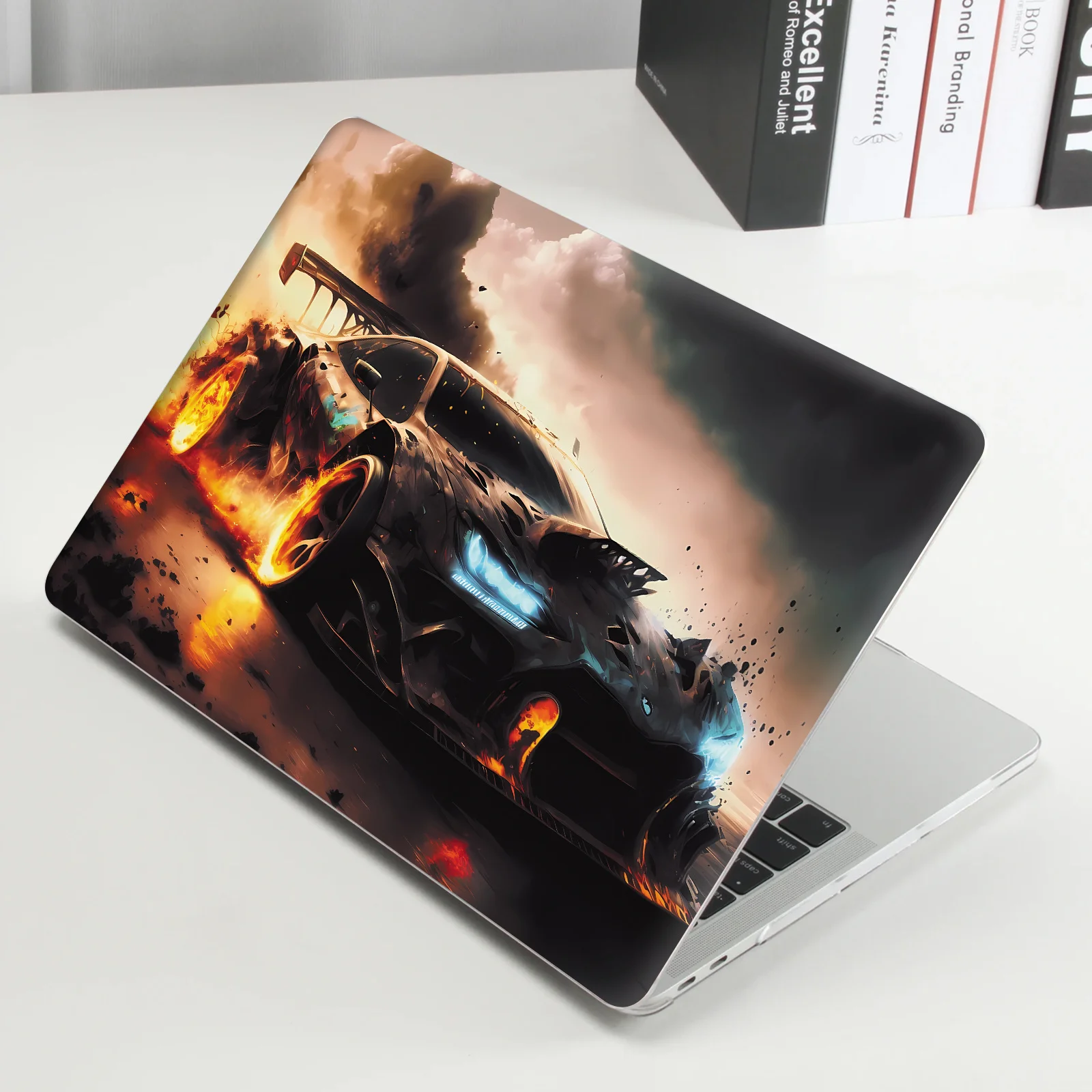 DIY1 Set of 2 Pieces A + D Surface Rendering Laptop Protective Film, Sports Car Style Notebook Shell Decorative Sticker,