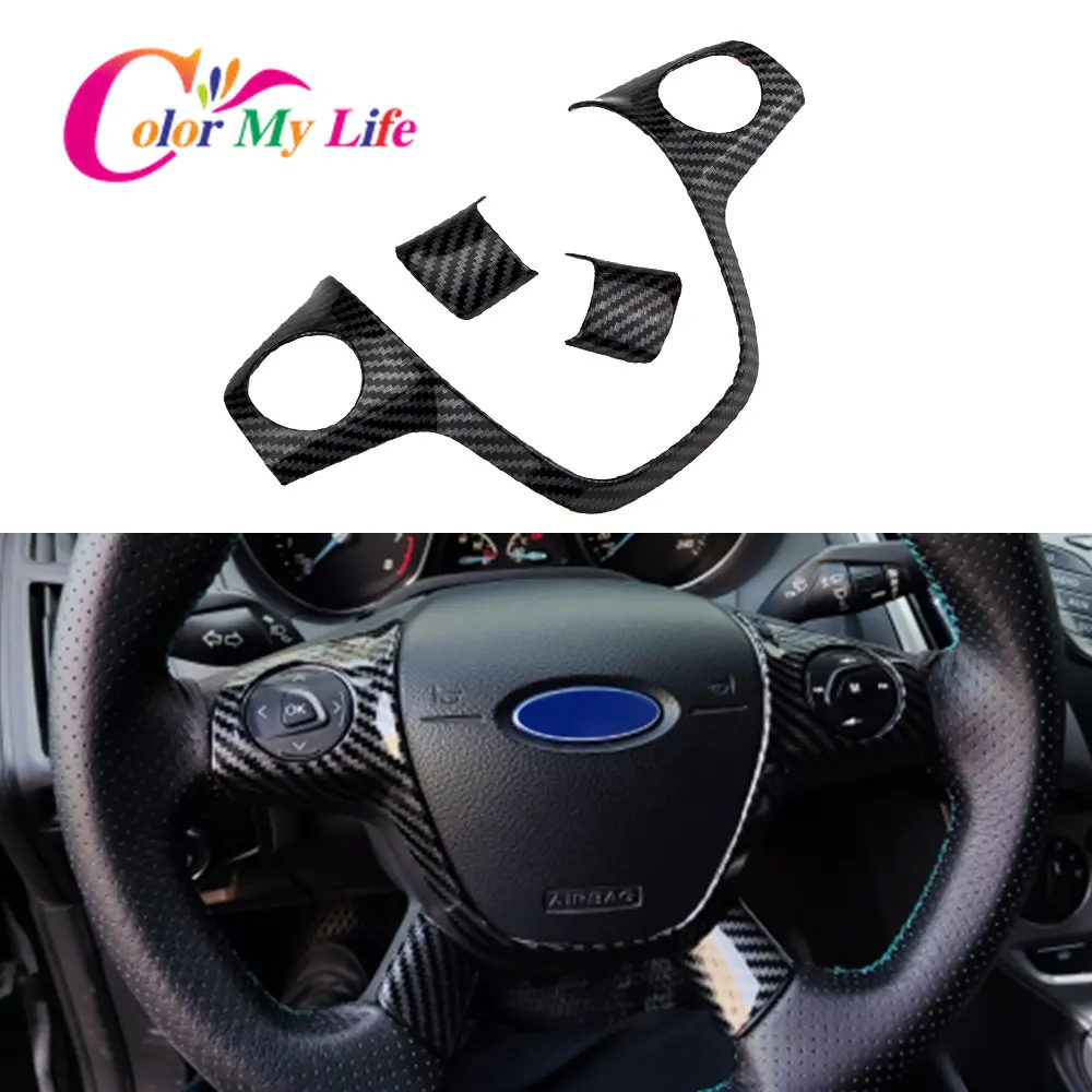 1 sztuk dla Ford Focus 3 MK3 (2012-2014)/dla KUGA 2013-2015 akcesoria Car Styling wykończenia kierownicy naklejka na pokrywę dekoracji