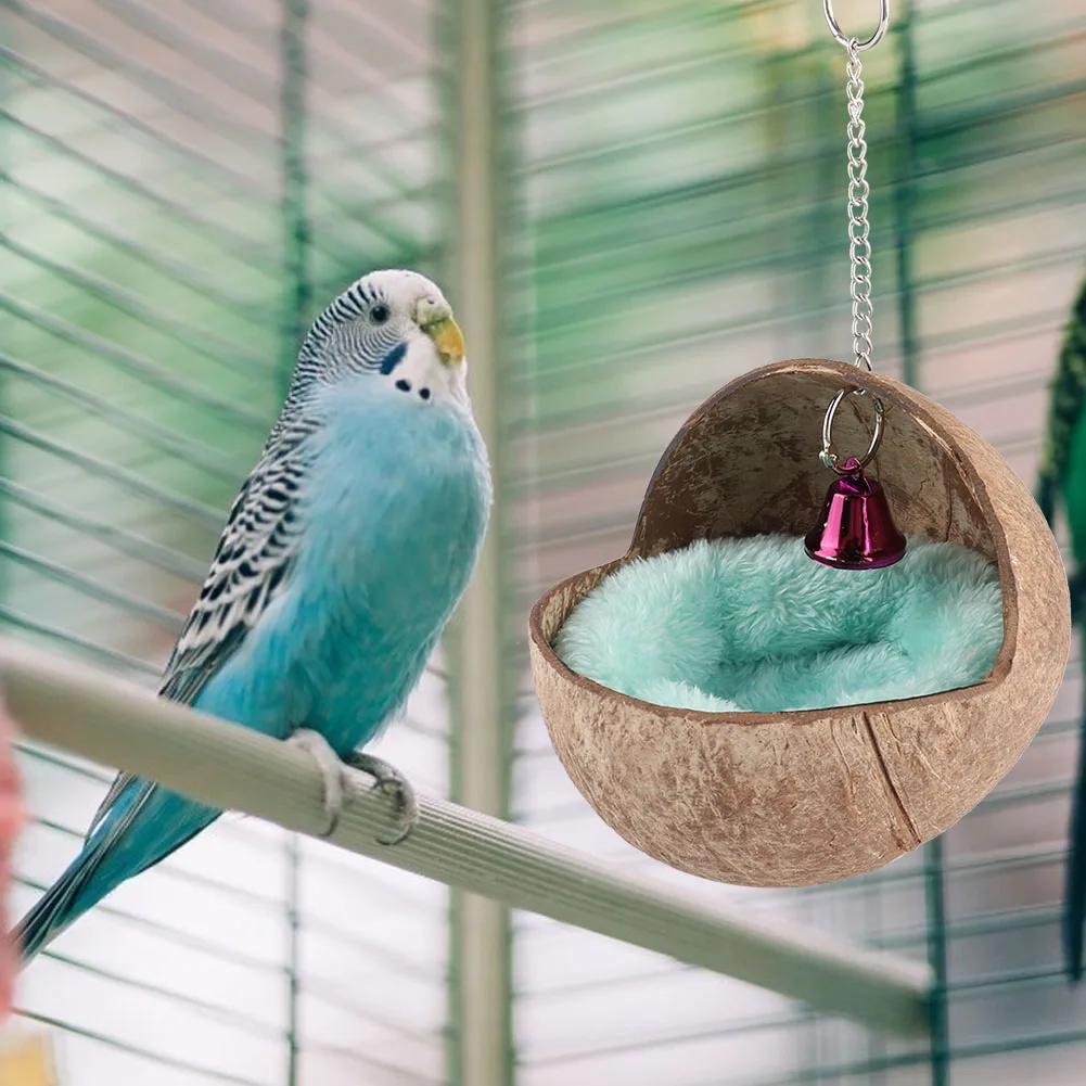 Bird Breeding Bed Bird Breeding Nest Hatching Nesting Natural Coconut Husk Bird Breeding Nest Bed Cage Hatching Nest with Mat