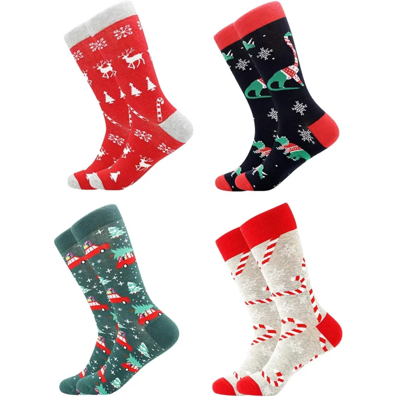 4 pairs HAPPYPOP Christmas Gift Men's Socks - Mysterious Christmas Socks