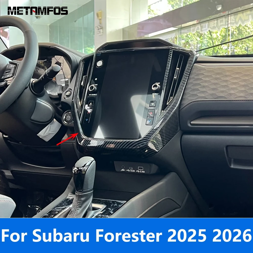 For Subaru Forester 2025 2026 Carbon Fiber Center Console GPS Navigation Frame Panel Cover Trim Sticker Interior Accessories