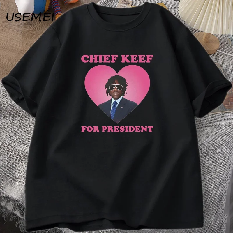 Chief Keef for President T Shirt for Men Women Funny Rap Tee Funny Pop Culture T-Shirt Coton Short Sleeve Graphic T Shirts