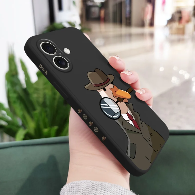 Preciosa funda de teléfono de pato para iPhone 16 16e 15 14 13 12 11 X XR XS Plus Pro Max Mini funda de silicona